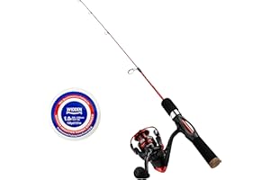WIDDEN Ice Fishing Rod and Reel Combo, 27" Medium Light Spinning Ice Fishing Pole, Gear with Tackle Box Kit, Line, Lures for Saltwater, Freshwater Trout, Bass, Walleye