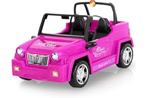 AOKESI Off Road Vehicle for Dolls, Glittering Magenta Convertible Dolls Vehicle with Working Seat Belts Great Girls Gift Dolls Toy Car