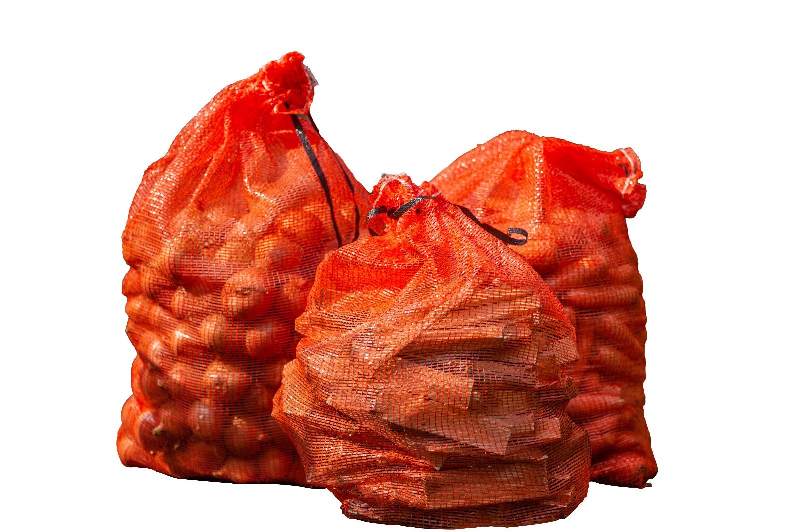 Pennine Gardens Large Hanging Mesh Storage Net Bags for Vegetables – Log Bags for Wood – Vegetable Storage Net Bag for Kitchen – Kindling Carrot Onion Bag (52 x 82 cm, 3)