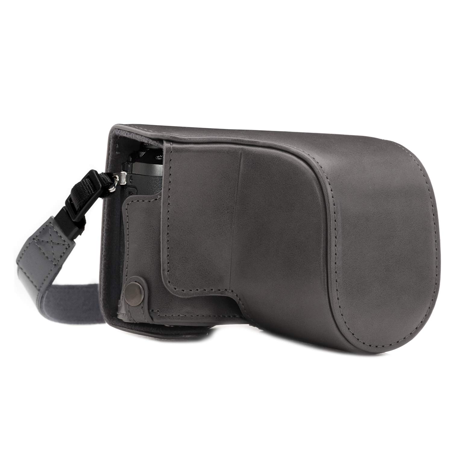 MegaGear MG1706 Ever Ready Leather Camera Case compatible with Panasonic Lumix DMC-GX80 - Gray