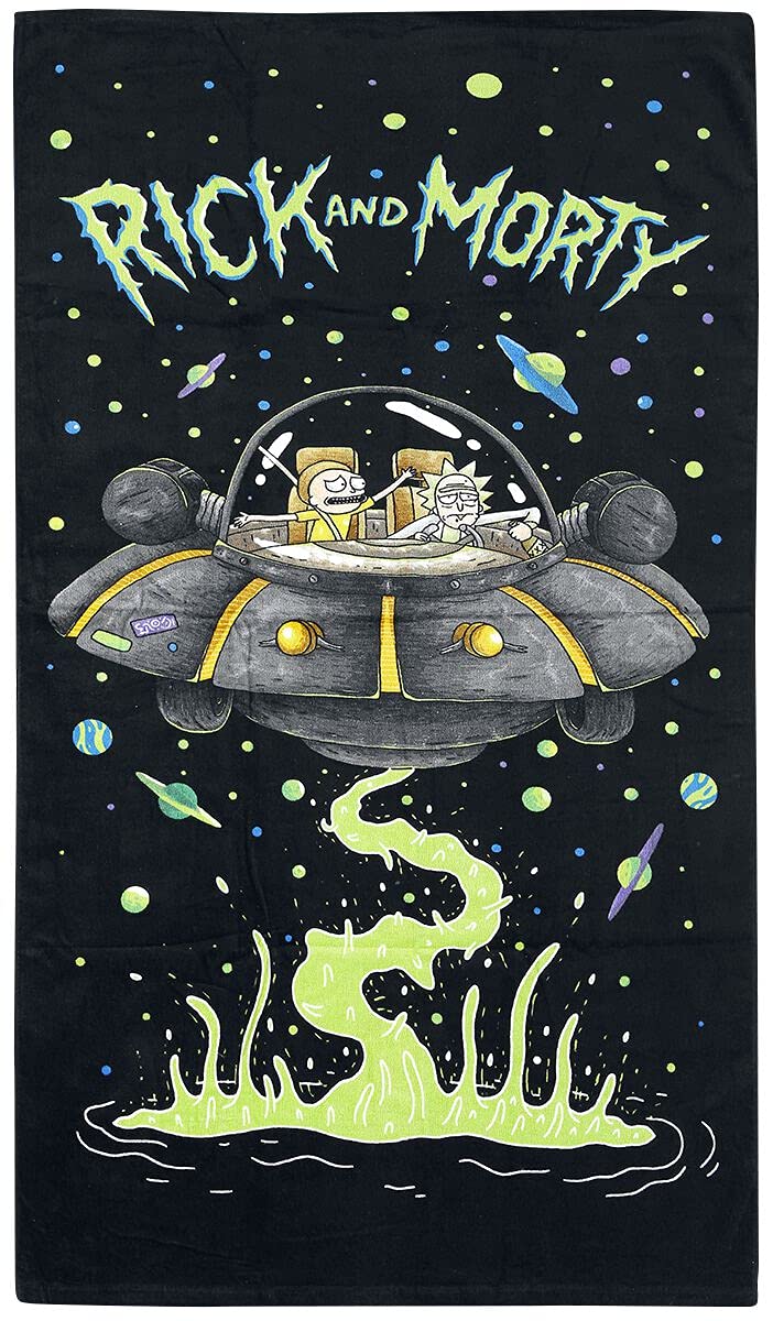 Rick and Morty" UFO Towel, Cotton, Multi-Colour, 70 x 0.5 x 140 cm