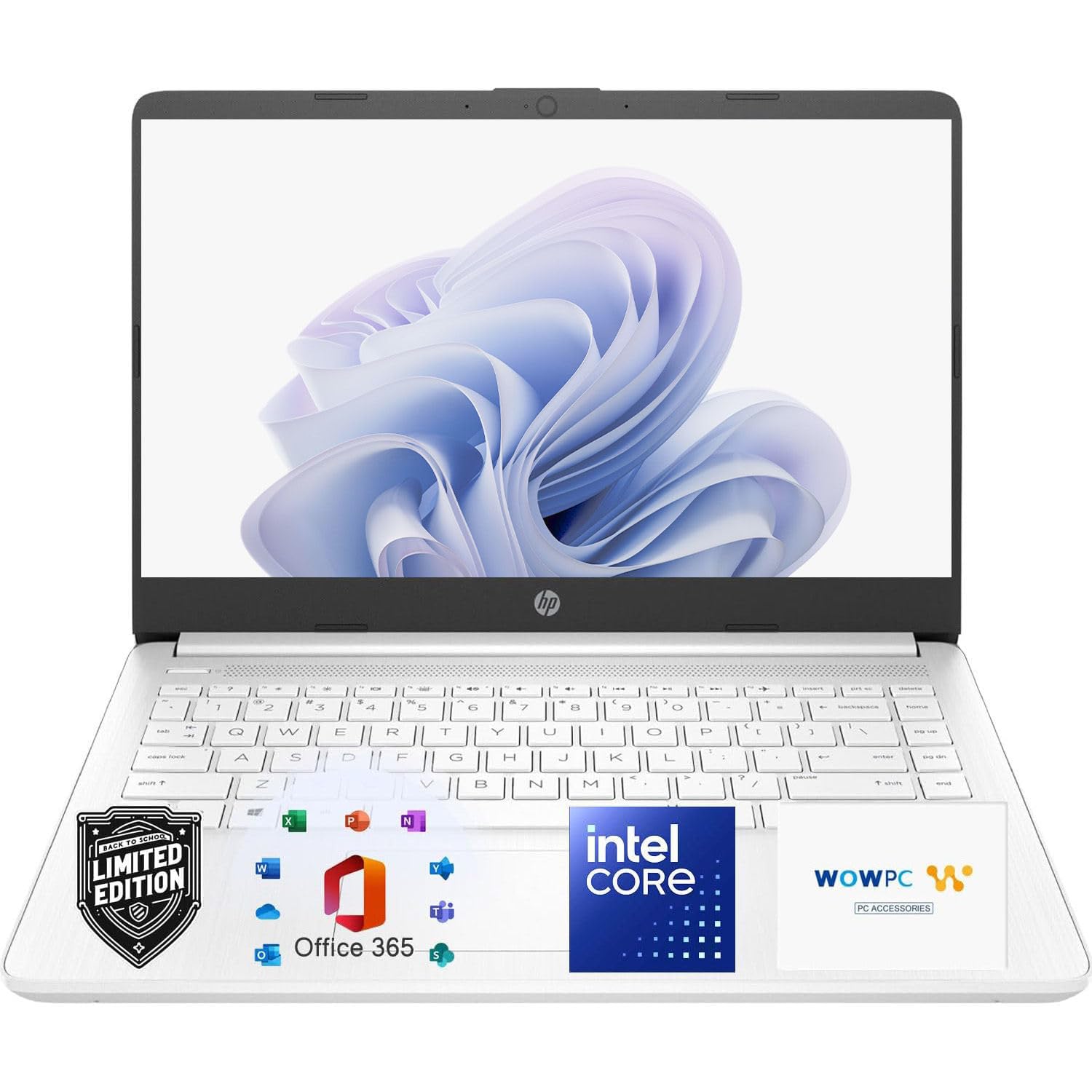 HP 14" Soft White Ultrabook Laptop, Intel Dual-Core CPU, 8GB RAM, 1.1TB Storage (1TB OneDrive and 128GB SSD), HD Display, Windows 11, Microsoft 365 Web Apps