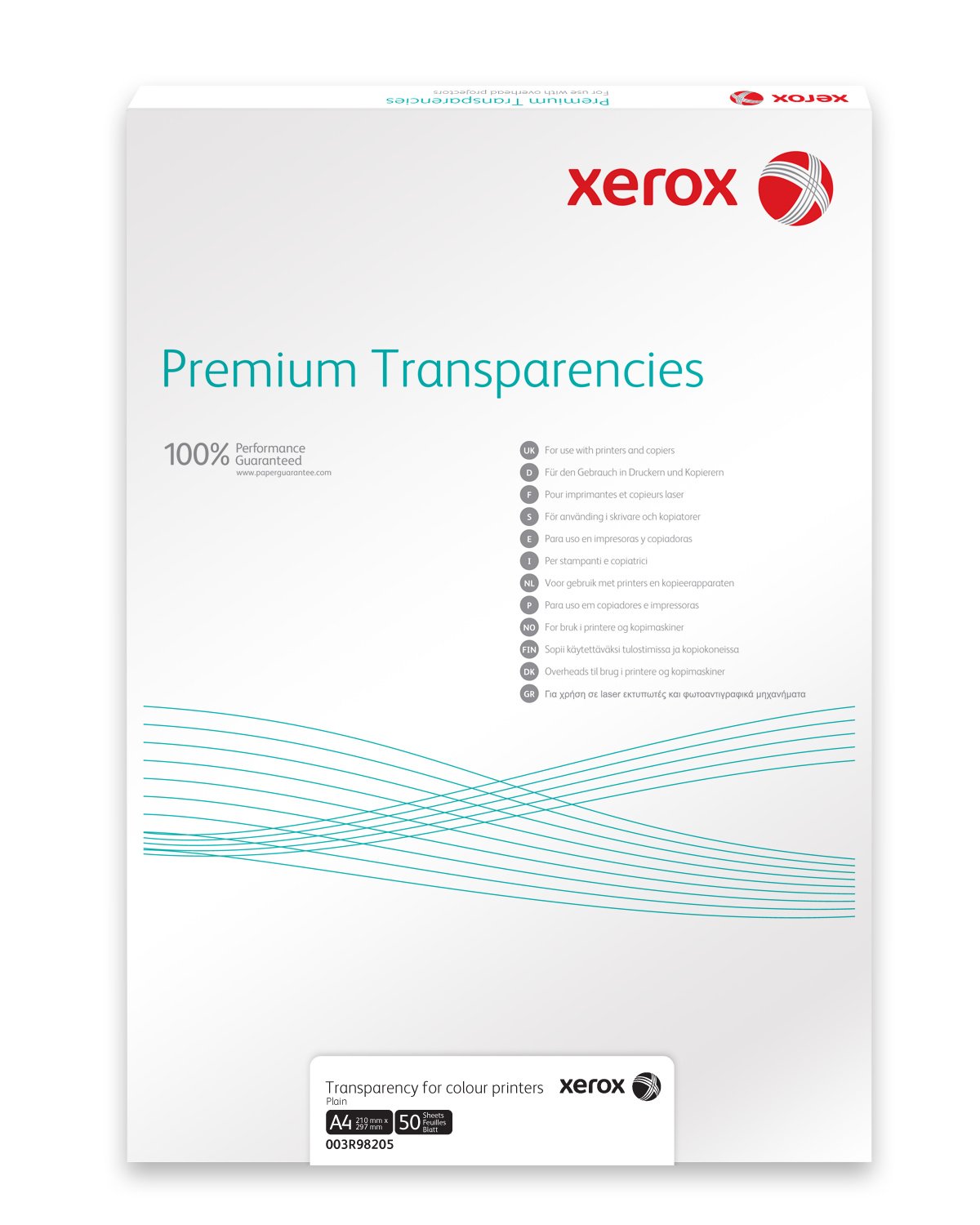 Xerox 003R98220 Premium Universal Overhead Pack with 50 Sheets of A4 for Laser/Colour Laser, Clear