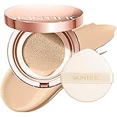 SKINTIFIC Full Coverage Cushion Foundation #01W WarmVanilla| Satin Glow Finish, Oil-Control & Waterproof, Buildable Tattoo Cover Cushion for All Skin Types