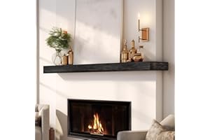 YLYHSST Fireplace Mantel Handmade, 3'' Thick Wall Decor Long Floating Shelf, 72inch Rustic Wood Shelf with Invisible Brackets, Black