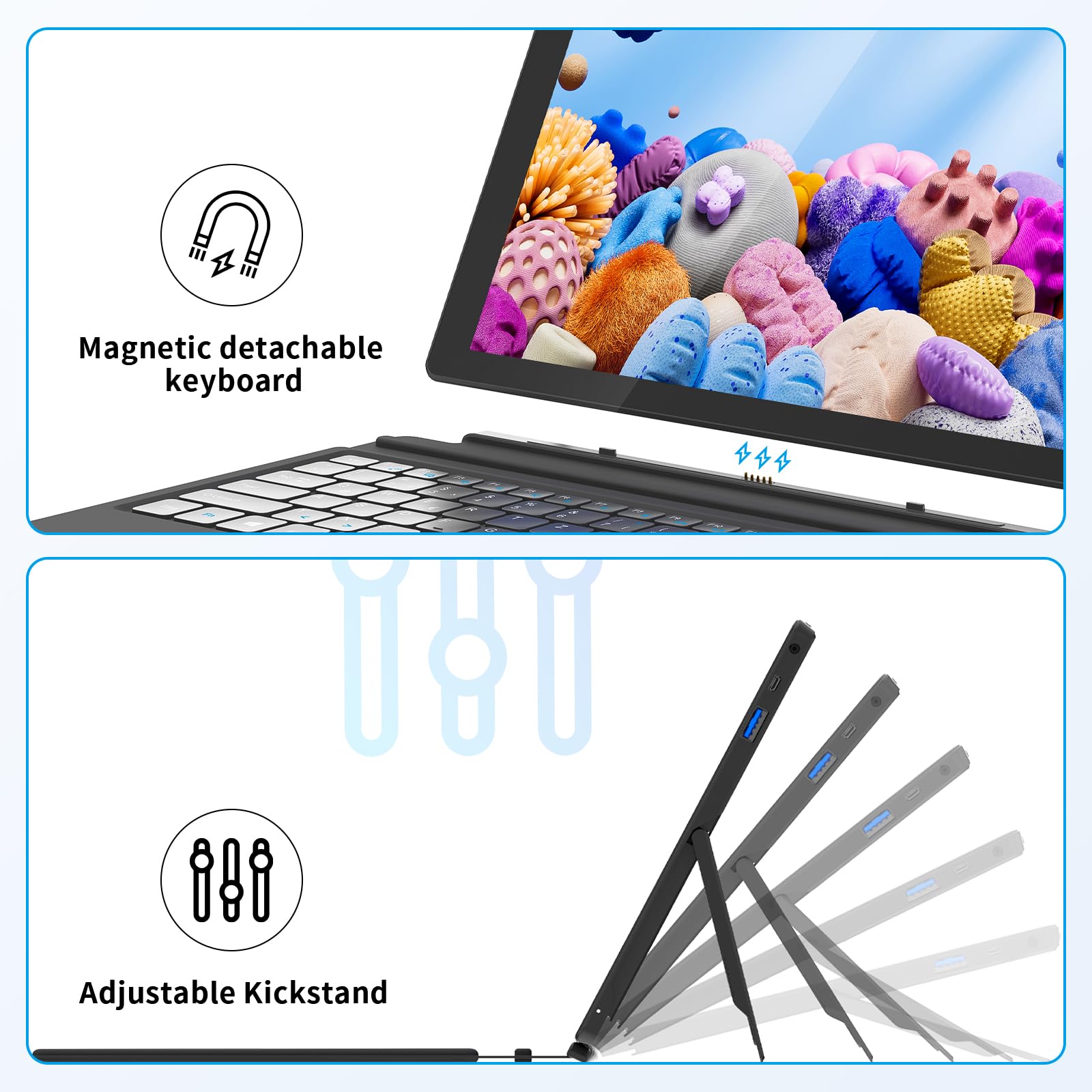 AWOW Tableta Windows 2 en 1 de 10,1 con teclado, procesador Intel N100, 12 GB de RAM DDR5, 256 GB de almacenamiento, portátil con pantalla táctil desmontable, Windows 11, WiFi de doble banda, Bluetooth, USB 3.0, HDMI, cámaras duales AWOW Tableta Windows 2 en 1 de 10,1 con teclado, procesador Intel N100, 12 GB de RAM DDR5, 256 GB de almacenamiento, portátil con pantalla táctil desmontable, Windows 11, WiFi de doble banda, Bluetooth, USB 3.0, HDMI, cámaras duales