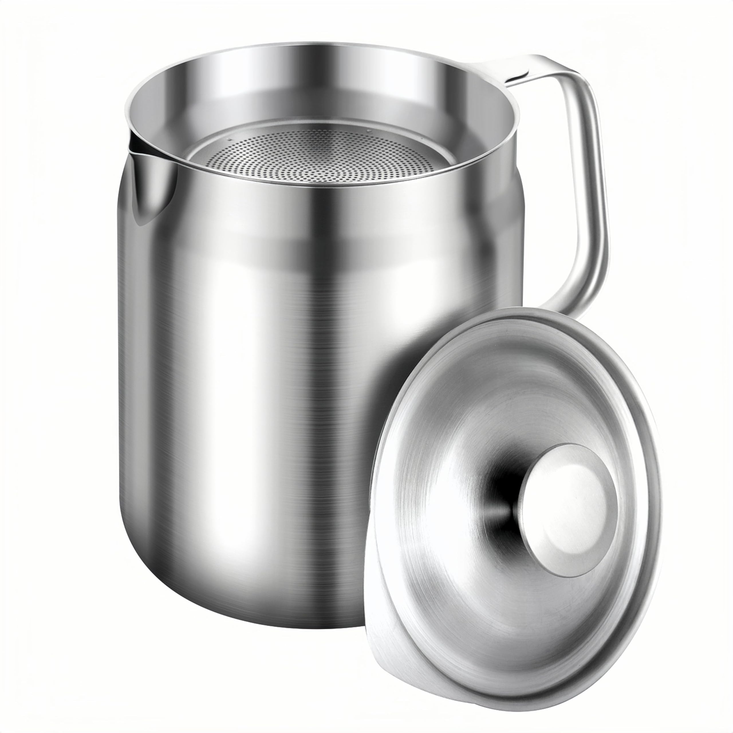 Photo 1 of Maylmc 1.7L HEAVY DUTY Stainless Steel Bacon Grease Container with Strainer for Oil Storage, Bacon Grease Saver with strainer for Kitchen, Stainless Steel Oil Filter Pot with Strainer, kitchen gadgets