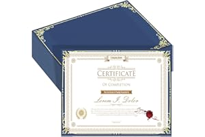 HAUTOCO 50 Packs Single Sided Certificate Holders, Award Certificate Covers with Gold Foil Border Navy Blue Diploma Holders for Letter Size 8.5 x 11 Cardstock, Graduation, Documents