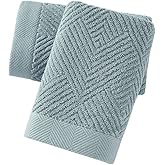 sense gnosis Sage Green Hand Towel Set of 2 Striped Weave 100% Cotton Super Soft Highly Absorbent Spring Decorative Hand Towels for Bathroom 13x 29 Inch