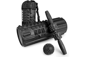Zmarthumb 4 in 1 Foam Roller Set, Trigger Point Back Roller, Muscle Roller Stick, Massage Ball, Carrying Bag, Massage Roller for Deep Tissue Massage(Black)