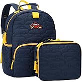 Chase Chic Toddler Backpack for Boys, Puffer Cute Lightweight Preschool Backpack with Lunch Box Set for Daycare Travel Kids Age 3-6,Blue Car