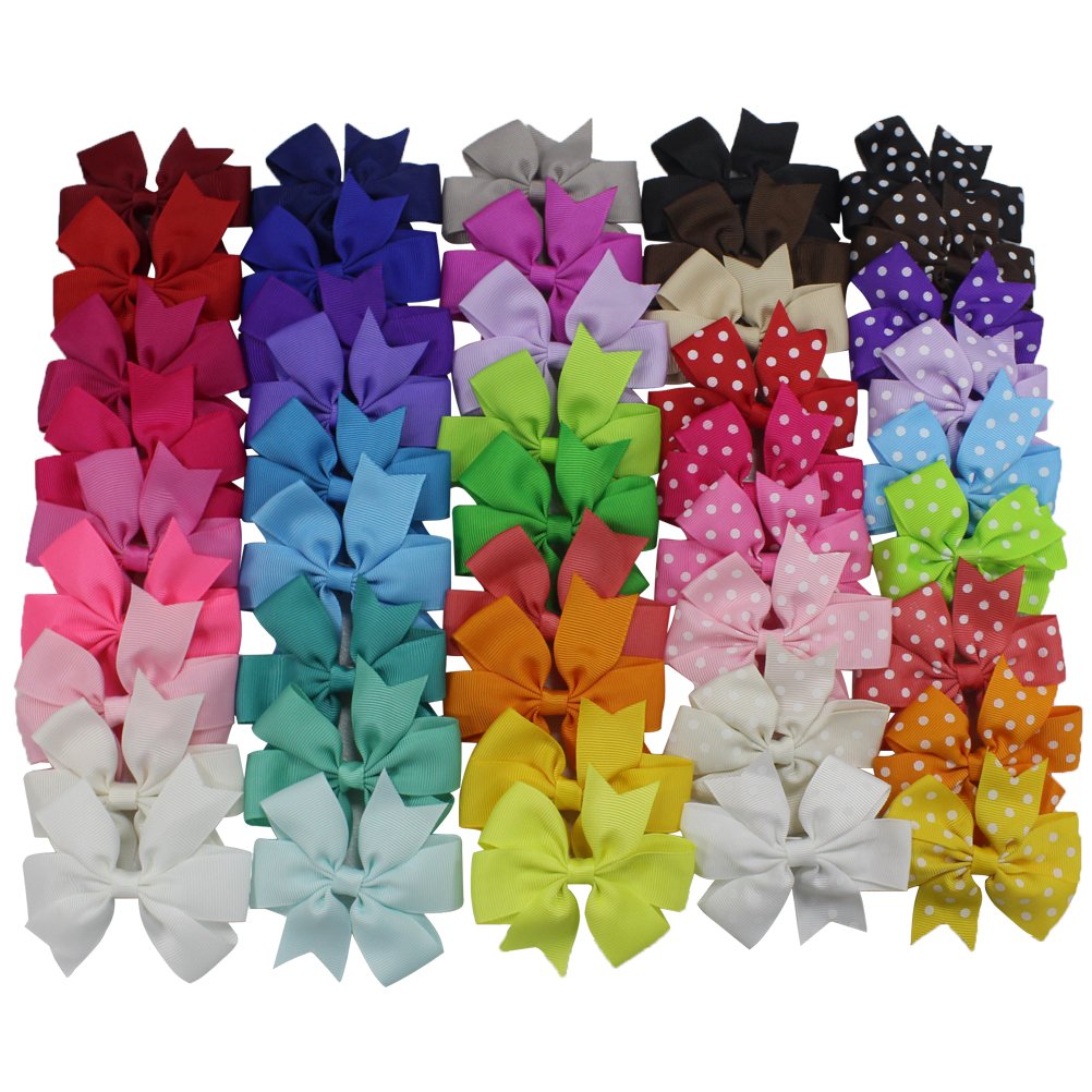 45PCS 3 Inch Toddlers Kids Grosgrain Ribbon Hair Bows for Baby Girl Infant Girls Child Alligator Hair Clips Barrettes