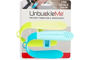 UnbuckleMe Car Seat Buckle Release Tool (As Seen on Shark Tank) - Easy Opener Aid for Arthritis, Long Nails, Older Kids - Button Pusher for Infant, Toddler Car Seats (2 Pack, Blue & Lime Green)