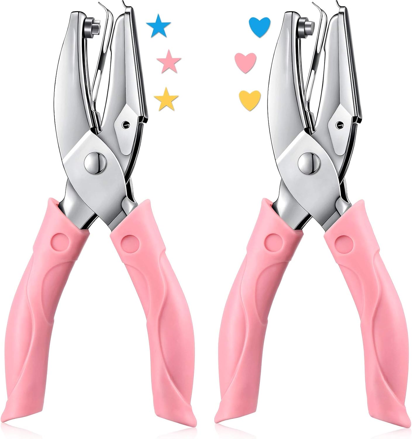 2 Pieces Handheld Hole Paper Punch Metal Single Handheld Paper Punchers Soft-Handled Paper Cutter for DIY Craft Tags Clothing Ticket Scrapbook Tool (Heart and Star Shape Hole): Arts, Crafts & Sewing