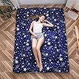 MAXYOYO Navy Starry Sky Japanese Floor Futon Mattress, Tatami Floor Mat Portable Camping Mattress Kids Sleeping Pad Foldable Rolling Up Floor Lounger Couch Bed Queen with Mattress Protector Cover