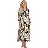 Bloggerlove House Dresses for Women Zip Up Robes Soft Cotton Nightgown Half Sleeve House Coat Long Night Gowns Sleepwear