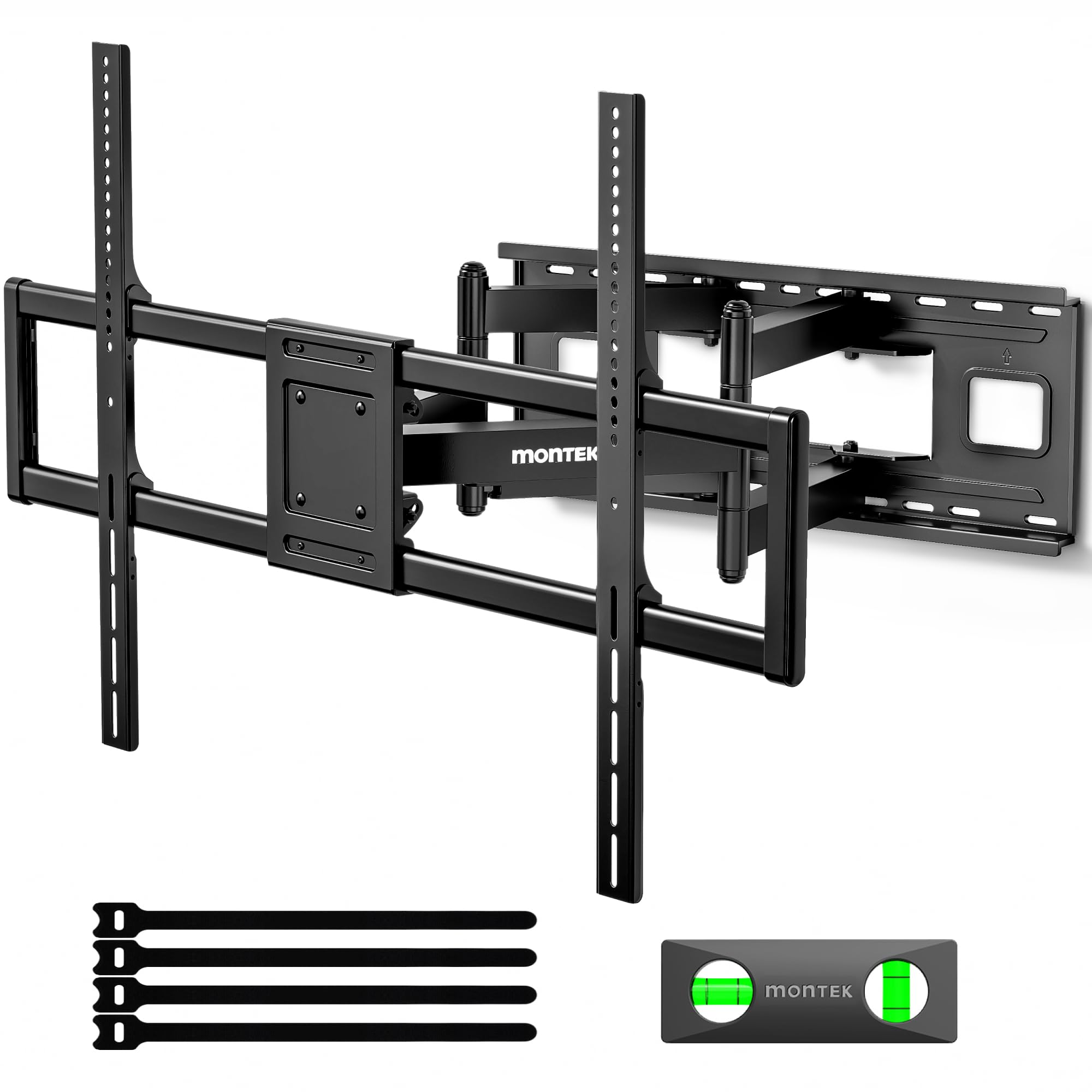 Photo 1 of *7**It is used, it is missing a part and it is not known if it works 100%.***monTEK Heavy Duty XXL Full Motion TV Wall Mount for 60-120 inch Extra Large TVs, Holds 265 lbs, Max VESA 900x600, 27.7" Extension, Swivel & Tilt, Preassembled, Fits 12–24" Studs,
