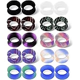 20/16/8pcs Silicone Ear Tunnels: Soft Ear Gauges Plugs Multi Colors Double Flared Ear Expanders Stretchers Piercing Jewelry for Women Men Size 00g-1"