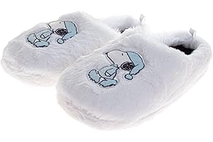 Josmo Peanuts Snoopy House Slippers Cozy Plush House Shoes Fuzzy Socks Cute Indoor Slip-On Slippers for Women and Kids (Dual Size Toddler/Little Kid/Women's)