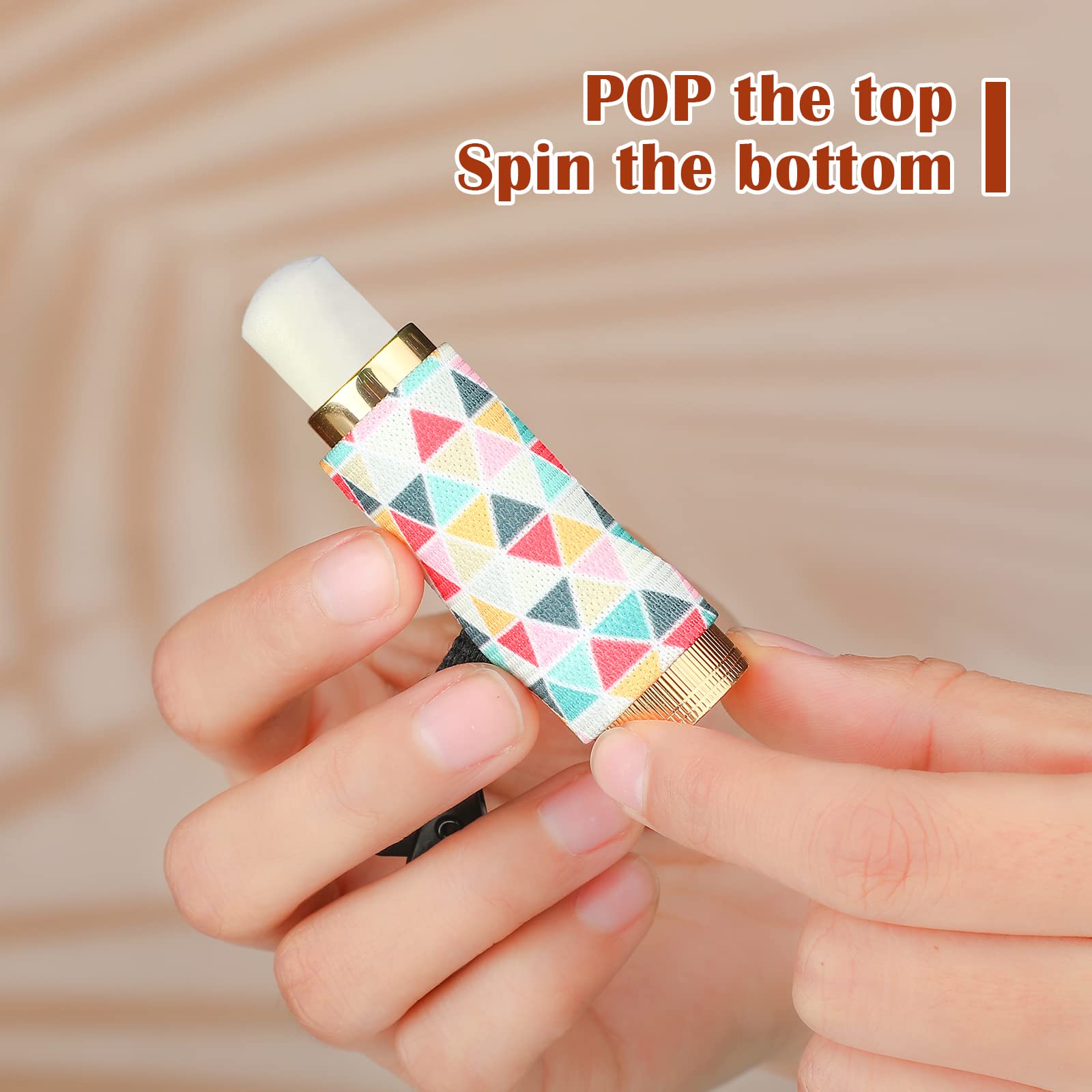 Sureio 10 Pack Lip Balm Holder Keychain Compact Clip On lipstick Lip Gloss Holder Keychain Elastic lipstick Sleeve Clip (Floral Style)