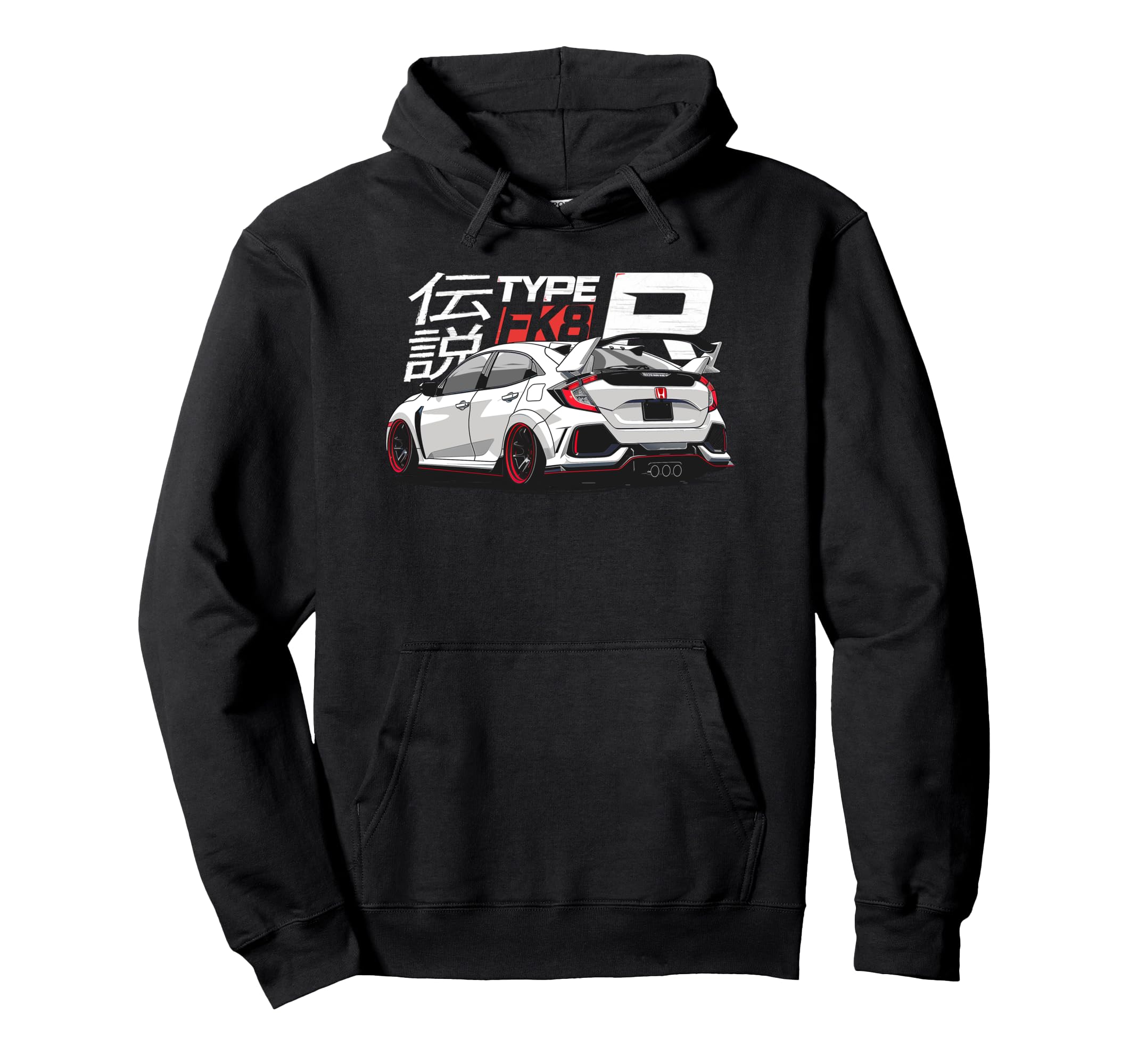 White Fk8 Civic Back View - JDM Type R Pullover