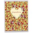 The Best Card Company, Heartfelt Wishes - Beautiful Engagement Card (Big 8.5 x 11 Inch) - Floral Congratulations Notecard for Couples, Bridal Shower J6578JENG