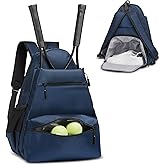 SUIKIHUM Tennis Backpack for Rackets, Waterproof Tennis Bag with Shoe Compartment, Wet/Dry Pocket, Fence Hook, for Tennis, Pickleball, Badminton