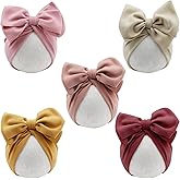 AQOKKA Newborn Baby Girl Hats Big Bow Knotted Headwrap Turban Hats Infant Toddler Soft Winter Beanie Cap for Boy Girl Kid