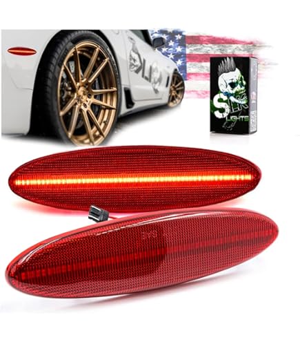 IJDMTOY Red Lens Rear Side Marker Lights - Replacement Assemblies For 1999-2004 Chevy C5 Corvette