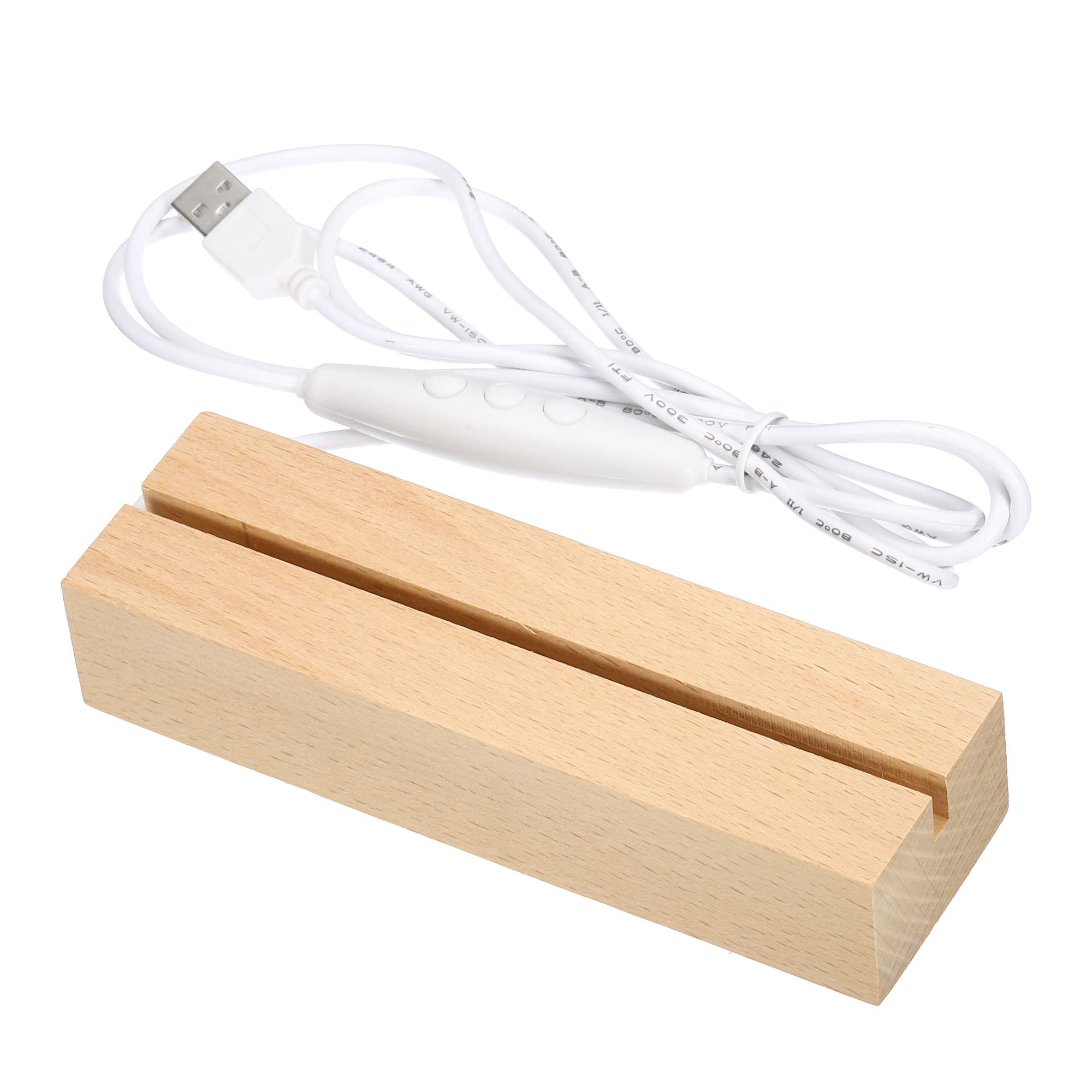 PATIKIL Wooden LED Light Base Stand, Rectangle Wooden 4.65" x 0.2" Multicolored Lights Display Pedestals for Acrylic Nightlight Crystal Art, Wood Color
