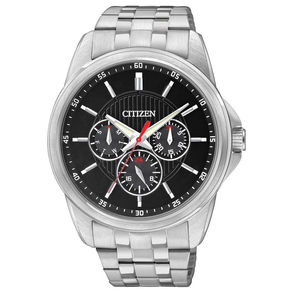 Reloj Citizen de cuarzo para hombre, acero inoxidable, clásico, tono plateado (Modelo: AG8340-58E)