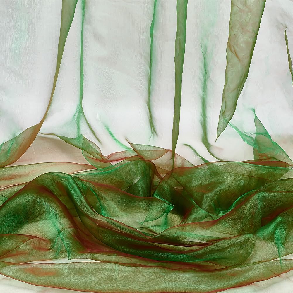 Photo 1 of NBEADS 3.28 Yards Organza Fabric, 58inch Wide Two Tone Sheer Organza Magic Gradient Iridescent Holographic Gauze Fabric for Dress Performance Stage, Lime Green and Red