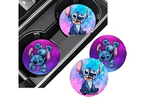 RAWAN FRESH Rawan Car Cup Holder Coaster, 2PCS Cute Cartoon Car Coasters for Cup Holder Universal Auto Anti Slip Insert Coaster Car Assecories for Women Men,Cute Car Interior Accessories (E)