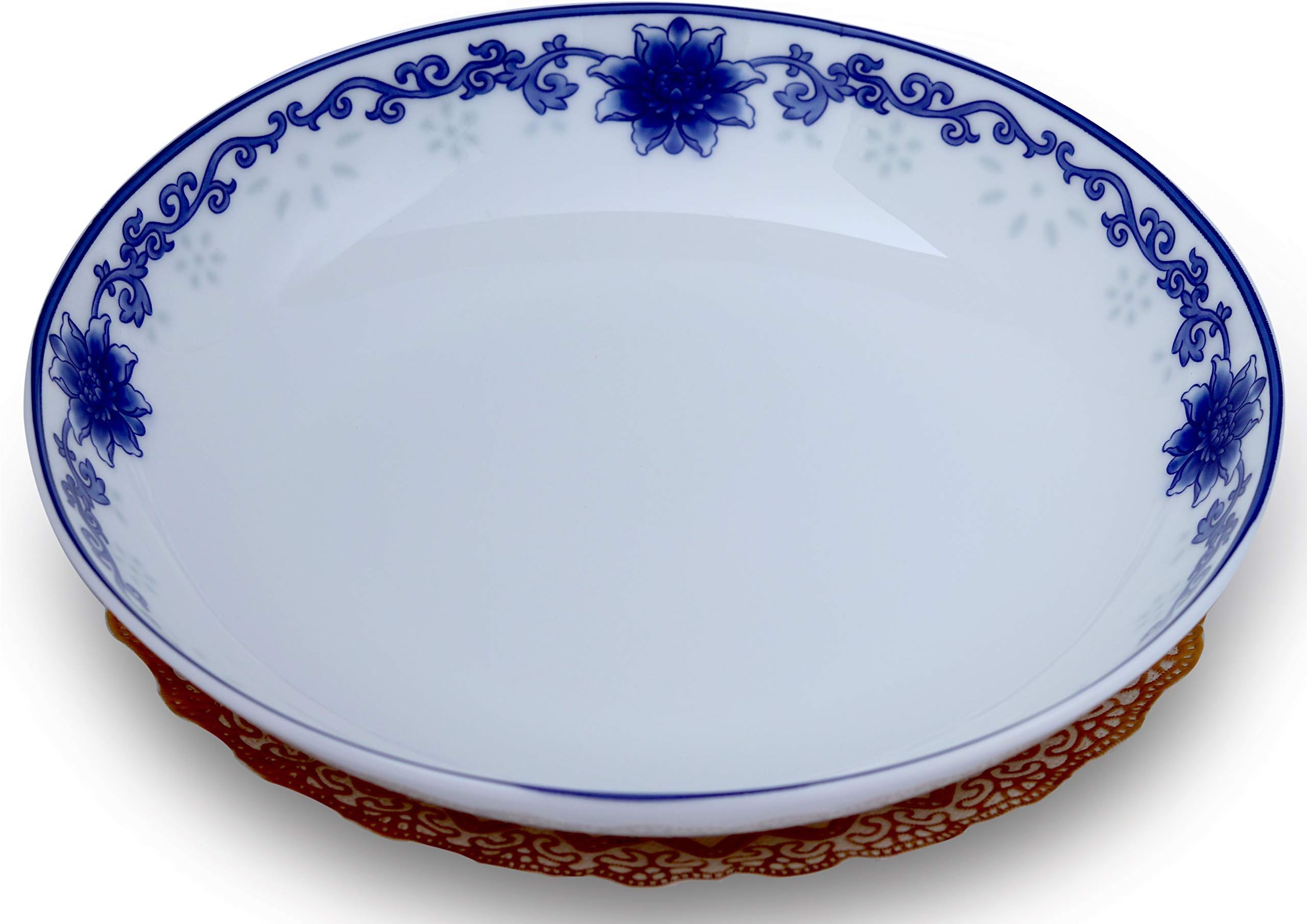 8" Blue and White Bone China Dinner Salad Plates Set Vegetable Dishes for Gift, Service for 4