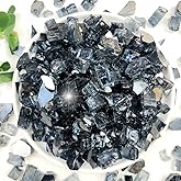 YISZM Fire Glass for Propane Fire Pit, 1/2 Inch High Reflective Fireplace Glass Rocks for Fire Pit Table, Fire Pit Glass Rocks for Outdoor Fire Table and Landscaping, 5 lbs, Black Reflective