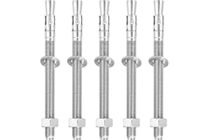 MECCANIXITY 5 Pcs Wedge Anchors, 5/8" x 8" Stainless Steel Concrete Anchors Bolts, Heavy Duty Standard Fastener for Cement Wa