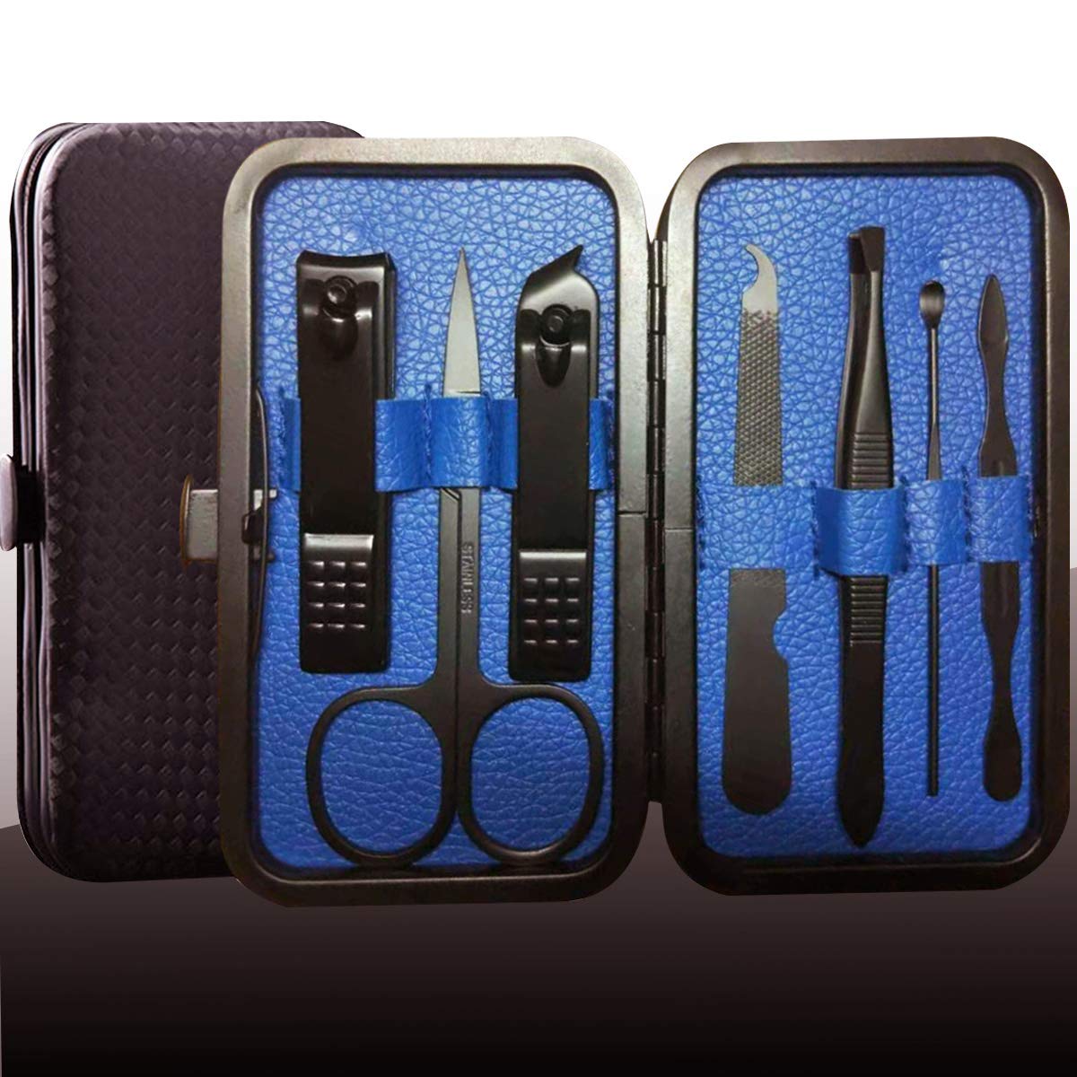 Manicure Kit Nail Clippers Set Stainless Steel Professional Pedicure Black 7 in 1 Grooming Kit Nail Scissors Cutter Ear Pick Tweezers Scissors Eyebrow Nail file for Man&Women gift (Red_7in1) : Beauty