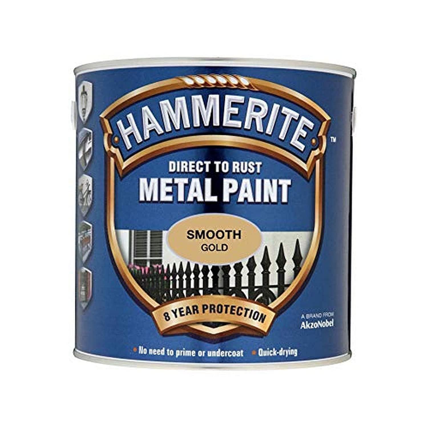 Hammerite 5092830 Direct to Rust Metal Paint - Smooth Gold Finish 750ML