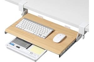 ETHU Under Desk Keyboard Tray - Small Slide Out Keyboard Shelf with C Clamp Mount, 19.7" x 11.8" Ergonomic Pull Out Tray for 