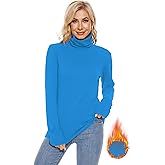 H HIAMIGOS Womens Turtleneck Long Sleeve Top Fleece Lined Sweatshirt Lightweight Ultra Soft Base Layer