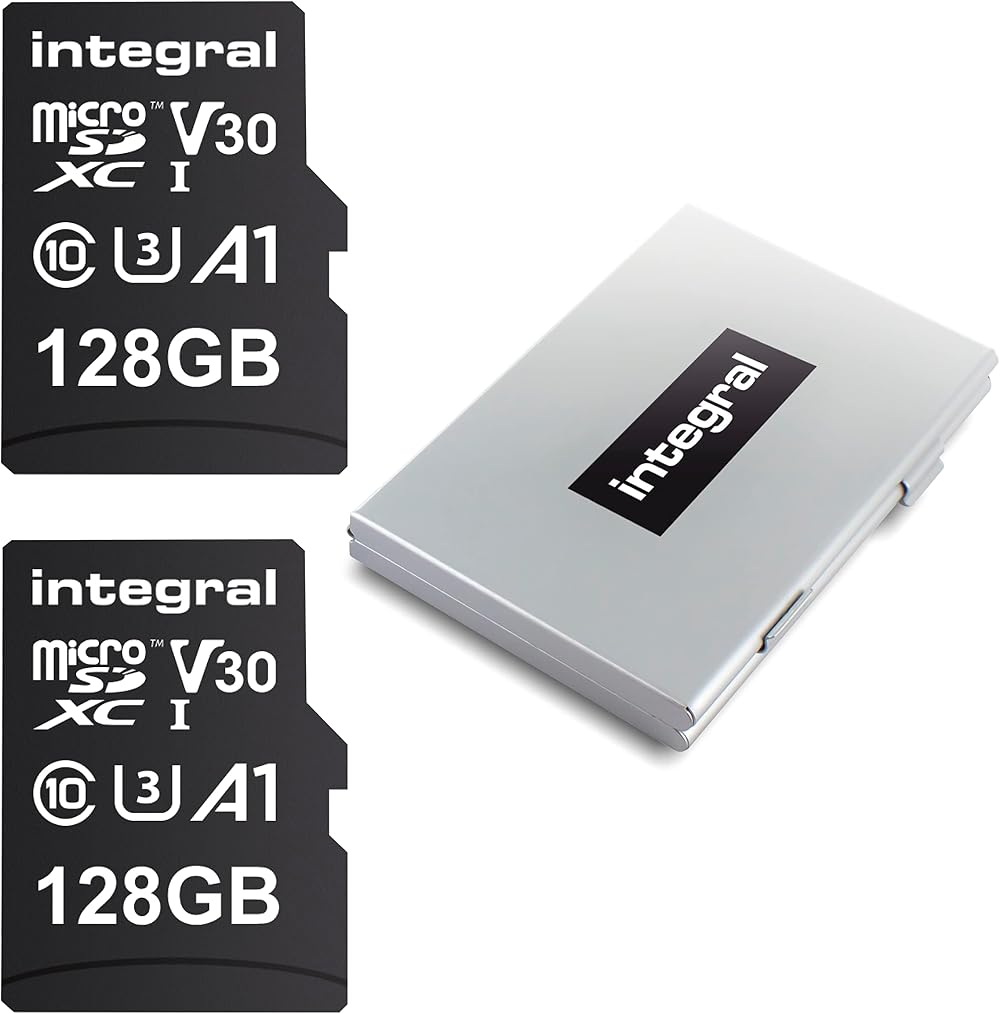 Integral 128GB Micro SD Card 2-Pack U3 V30 100MBs Read 50MBs Write UHS-I A1