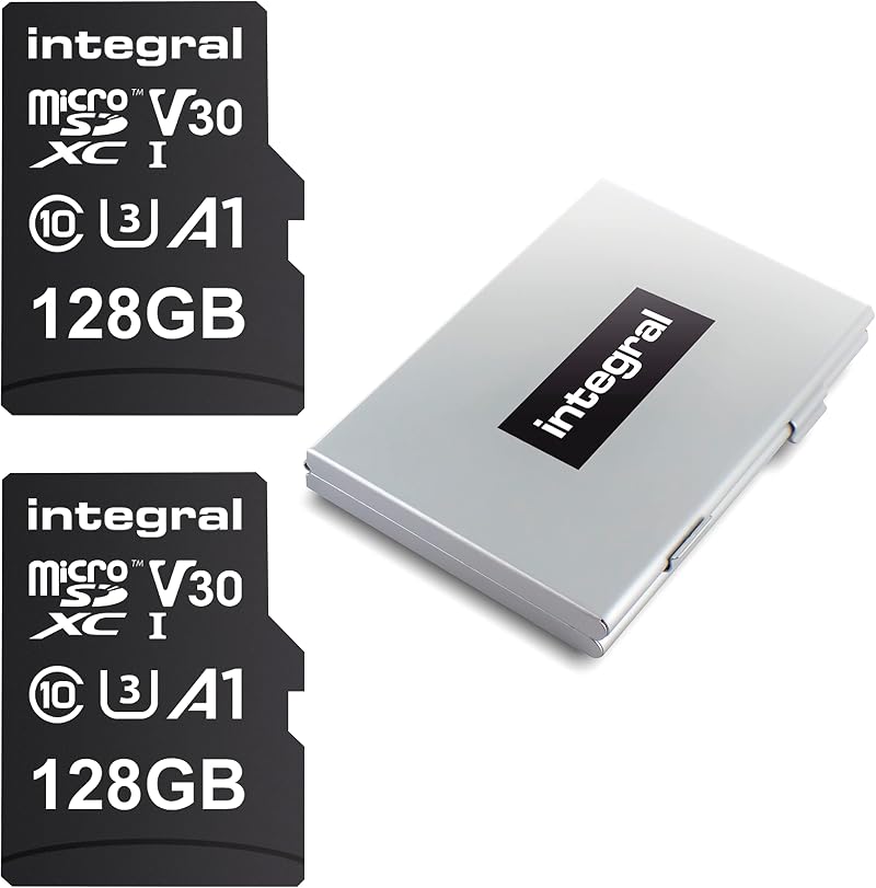 Integral 128GB Micro SD Card 2-Pack U3 V30 100MBs Read 50MBs Write UHS-I A1