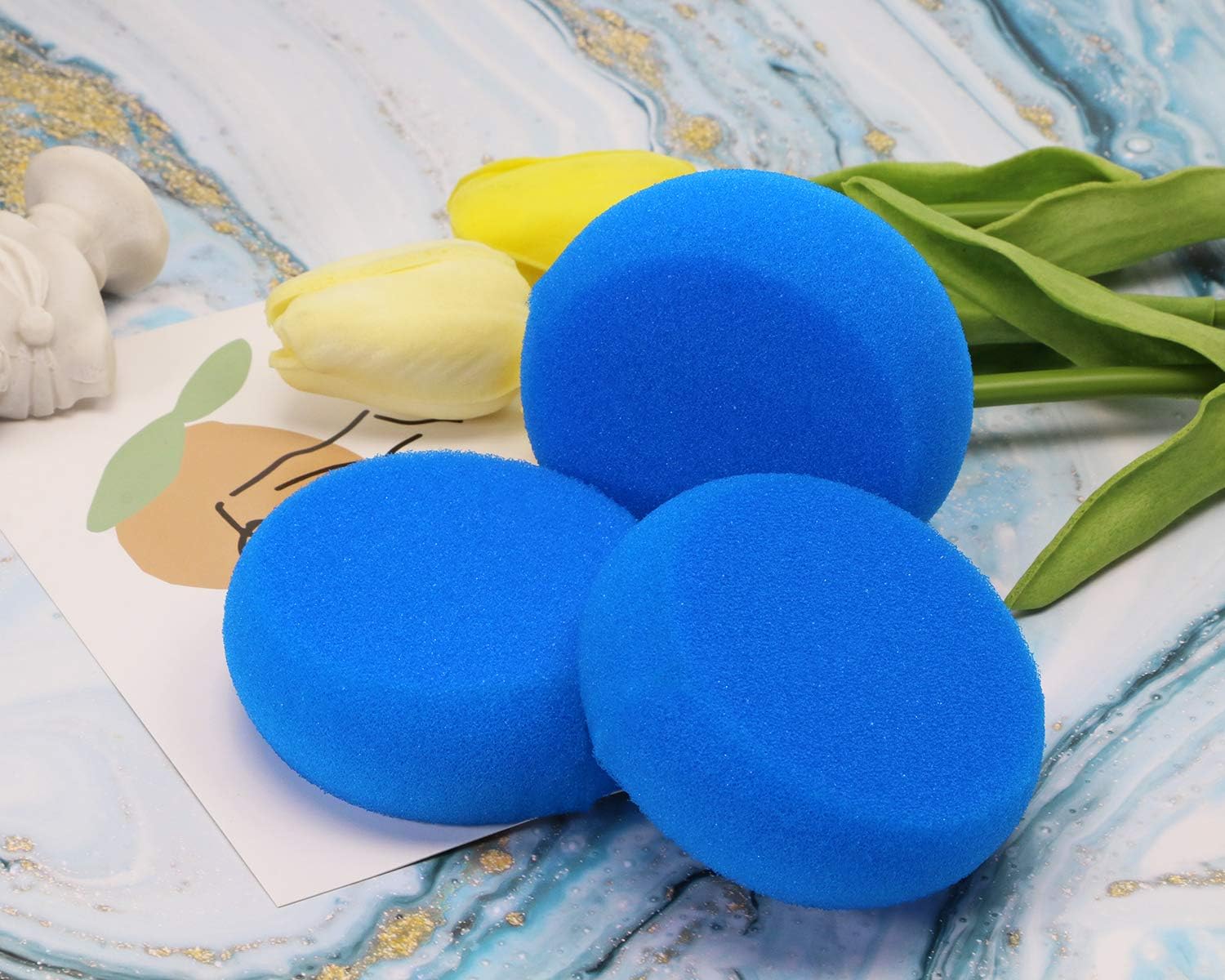 Penta Angel Painting Sponges for Kids 6PCS Round Foam Painting Brushes Tools Watercolor Sponges for Acrylic Painting Staining Craft DIY Clay Painting Ceramic Wall Kitchen Cleaning (Blue)