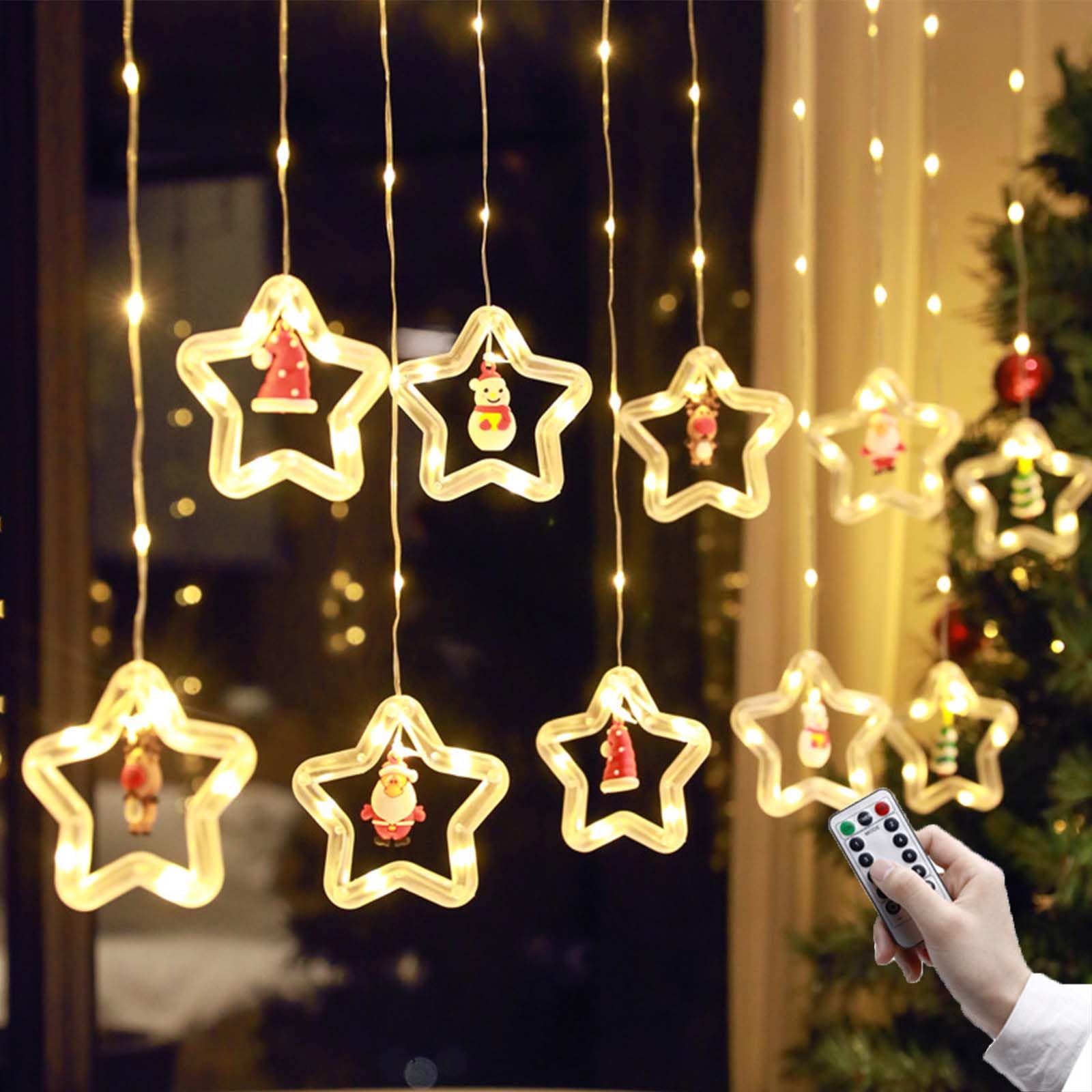 Sricam Christmas Window Lights, Warm White LED String Light Fairy Light String Christmas Lights Window with 8 Modes for Xmas Party Bedroom Window Wall Decoration