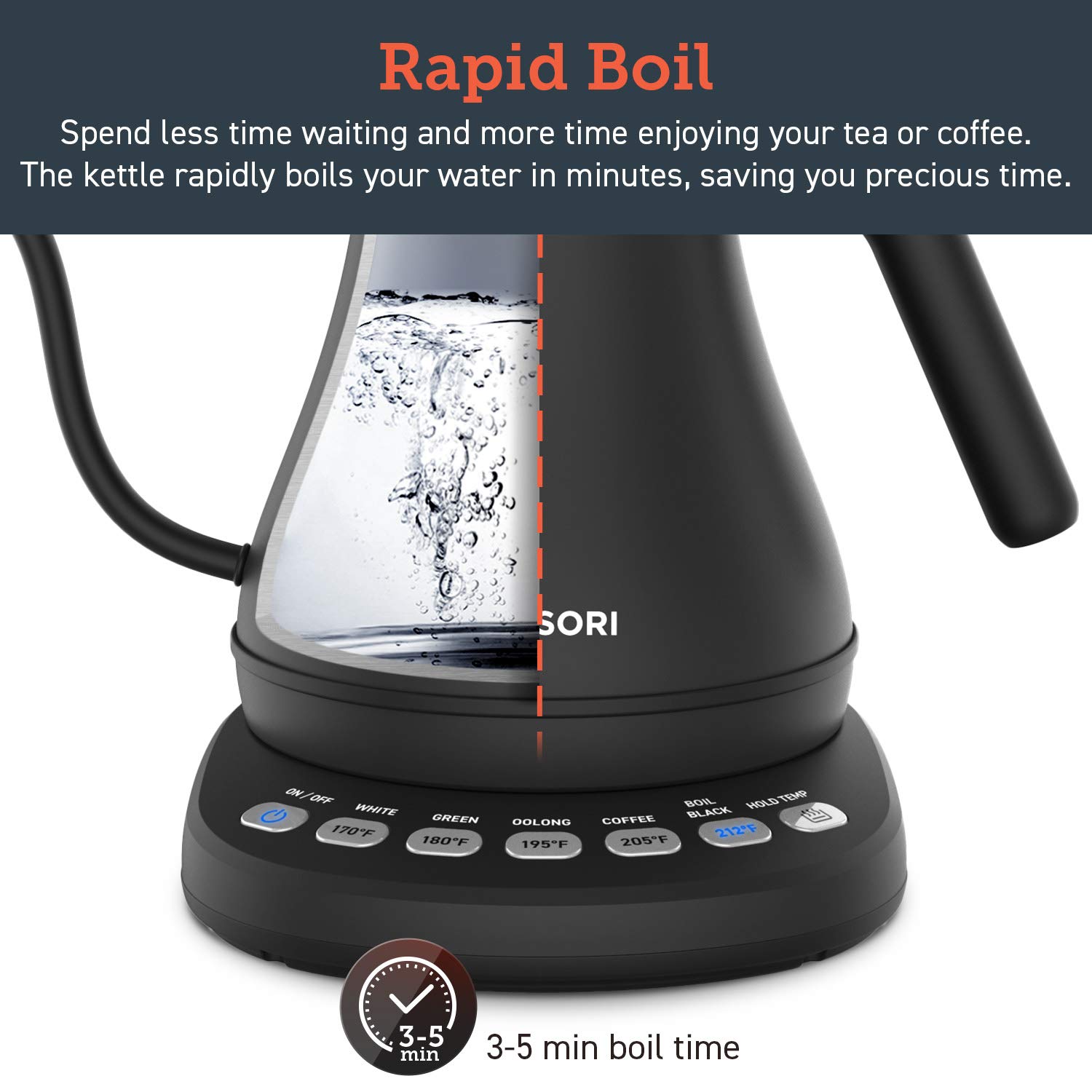 COSORI Electric Gooseneck Kettle with 5 Variable Presets, Pour Over