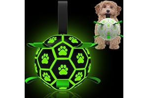 QDAN Premium Glow in The Dark Dog Toys, Dog Ball with Straps, Soccer Ball for Dogs, Outdoor Dog Toys, Pet Birthday Toys, Puppy Essentials for Small to Medium (6Inch)