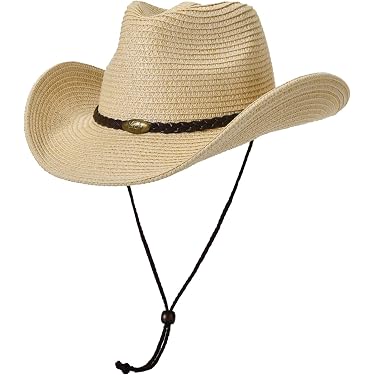 Chapeau Cowboy Western Large Bord – Style Fedora Cuir Suédé Unisexe, Protection Solaire, Costume Cowgirl Homme Femme