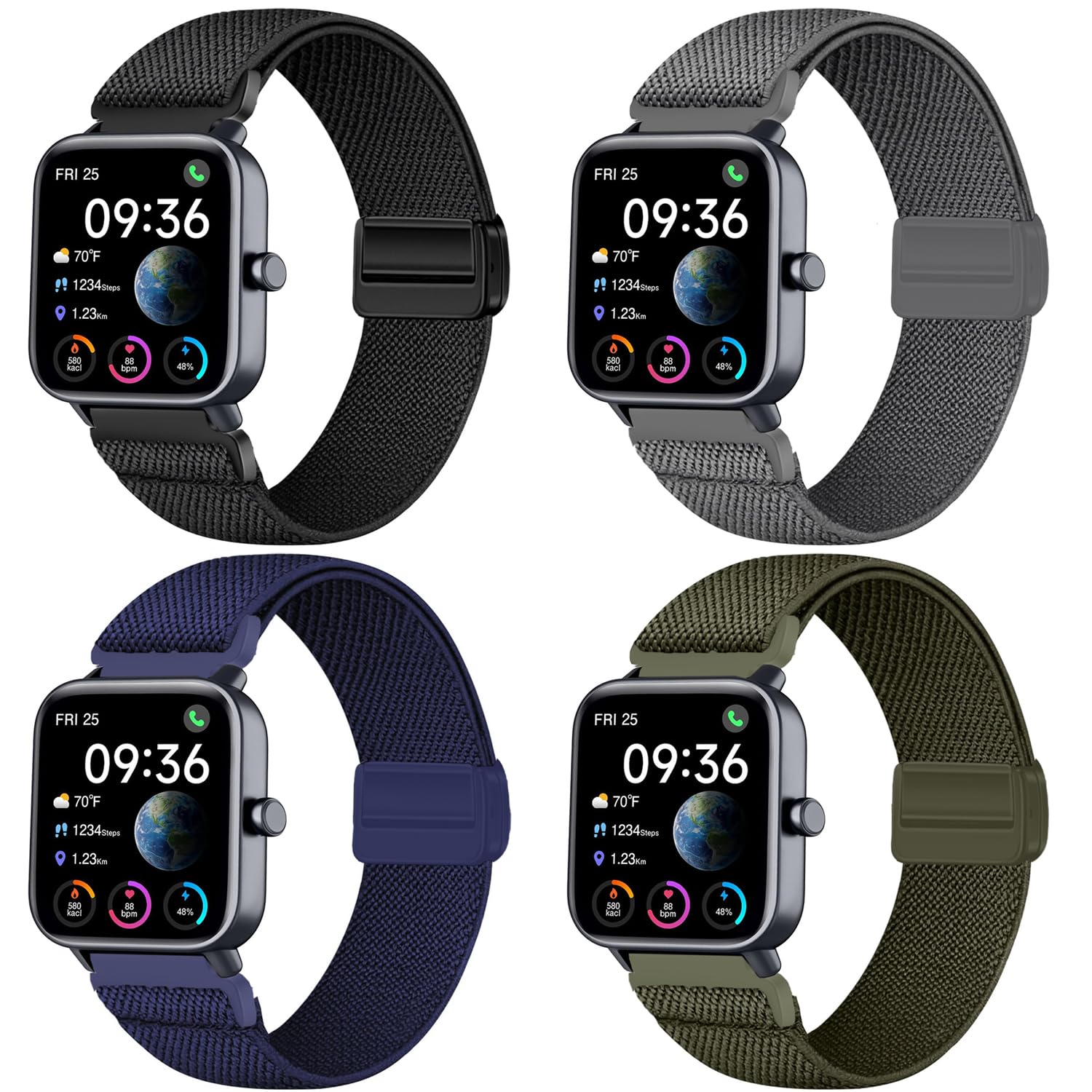 VELULYX Nylon Band Compatible Veryfit Smart Watch IDW19/IDW13/IDW16/IDW18, 22MM Band Elastic for Gloryfit P66/P66D/P72/P95,TUYOM LW36,H1/D1,T50S/T60/T70,Y6,YB54,G39,AGPTE LW11