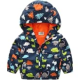 lymanchi Kids Baby Boy Dinosaur Hooded Zip Jackets Windbreaker Casual Outerwear