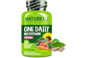 NATURELO One Daily Multivitamin for Women w/Vitamin B12, 60 Ct, Energy Support, Whole Food Daily Women Multivitamin Supplement, Nourish Hair/Skin/Nail, Non-GMO, No Soy, Gluten Free, 2 Month Supply